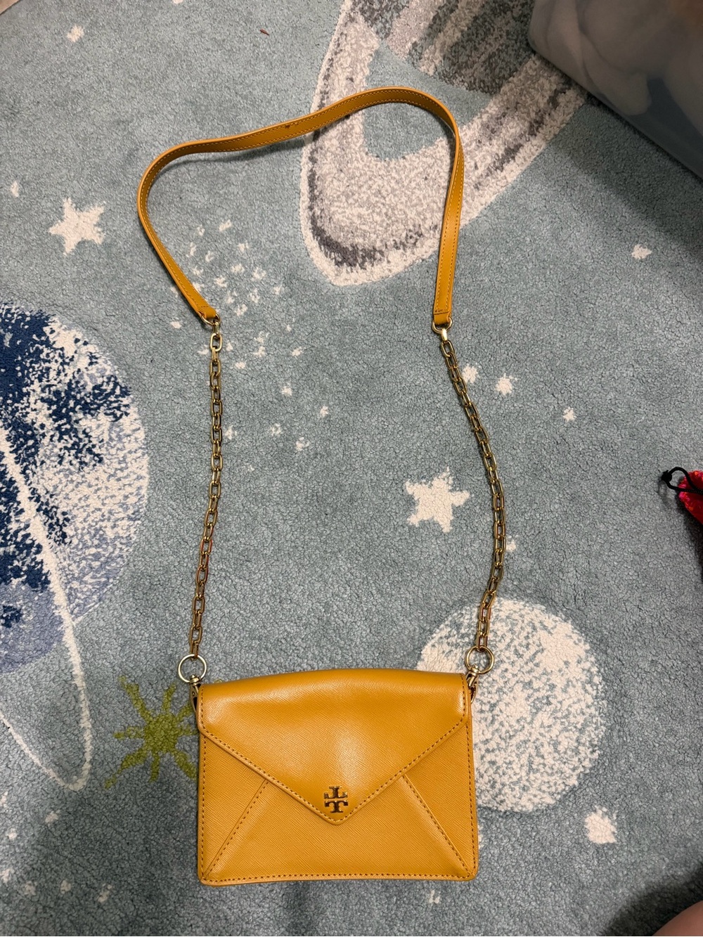 Tory Burch Yellow Leather Chain Strap Crossbody Bag